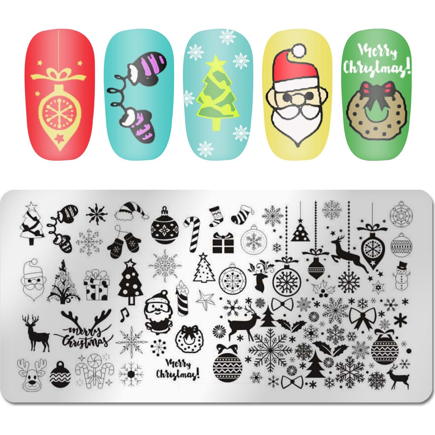 DANNEASY Kit de Estampado de Uñas Navidad 6 Piezas 12x6cm