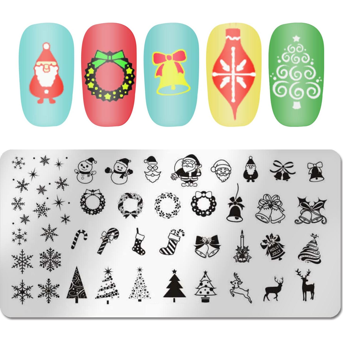 DANNEASY Kit de Estampado de Uñas Navidad 6 Piezas 12x6cm