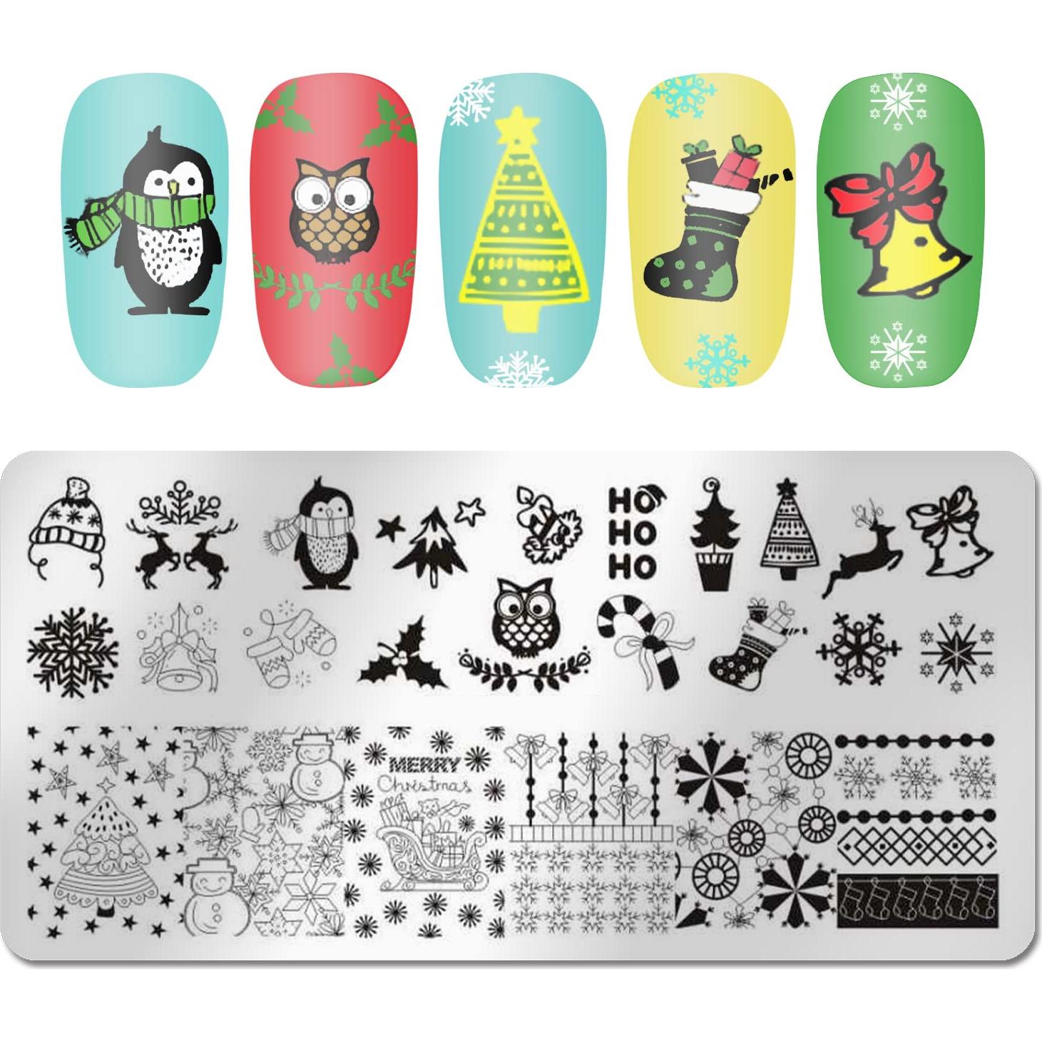 DANNEASY Kit de Estampado de Uñas Navidad 6 Piezas 12x6cm