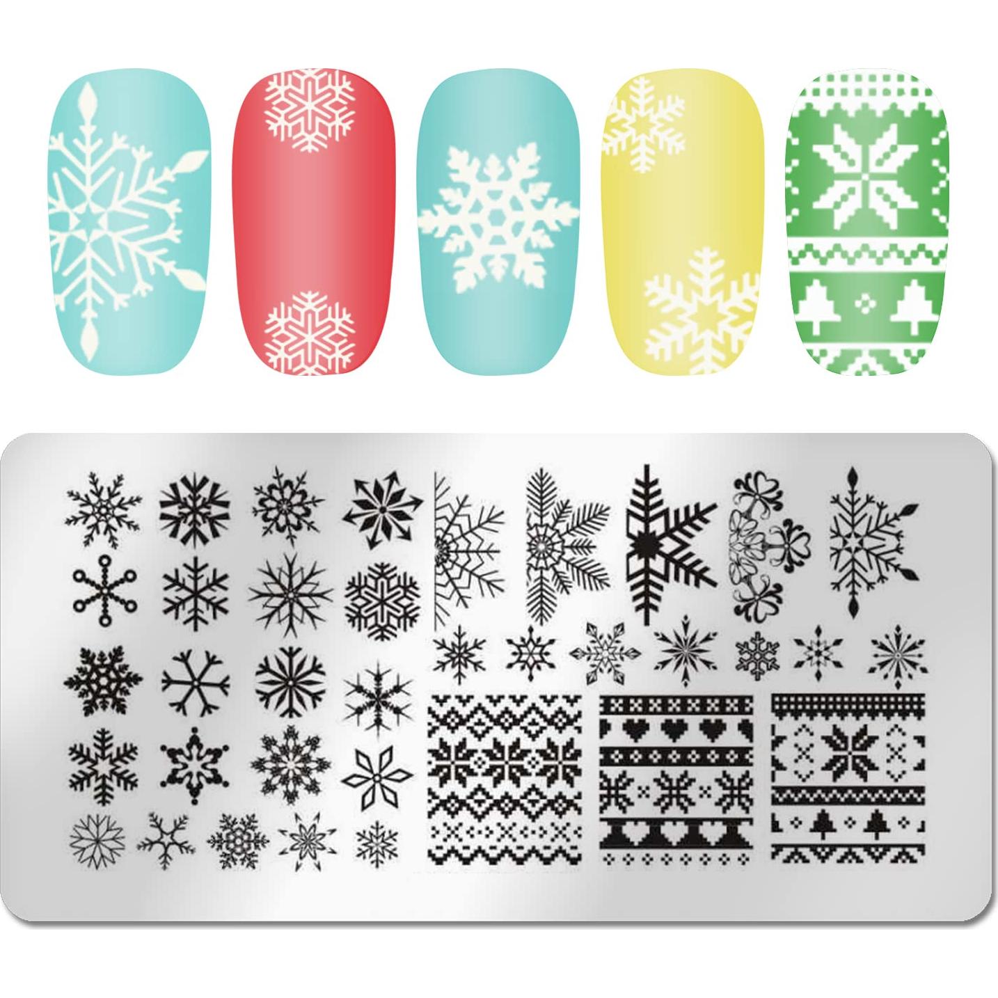 DANNEASY Kit de Estampado de Uñas Navidad 6 Piezas 12x6cm