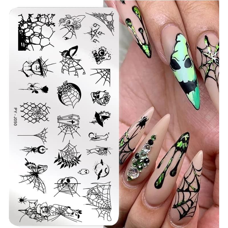 Kit 6 Placas Estampado Uñas Halloween OCOUYVD Acero Inoxidable