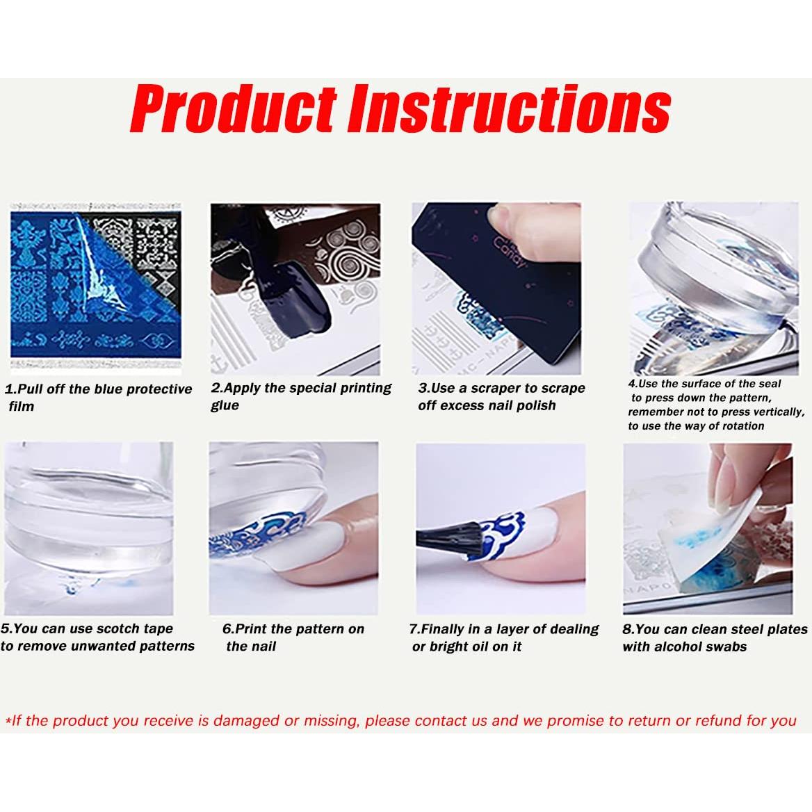 Kit 6 Placas Estampado Uñas Halloween OCOUYVD Acero Inoxidable