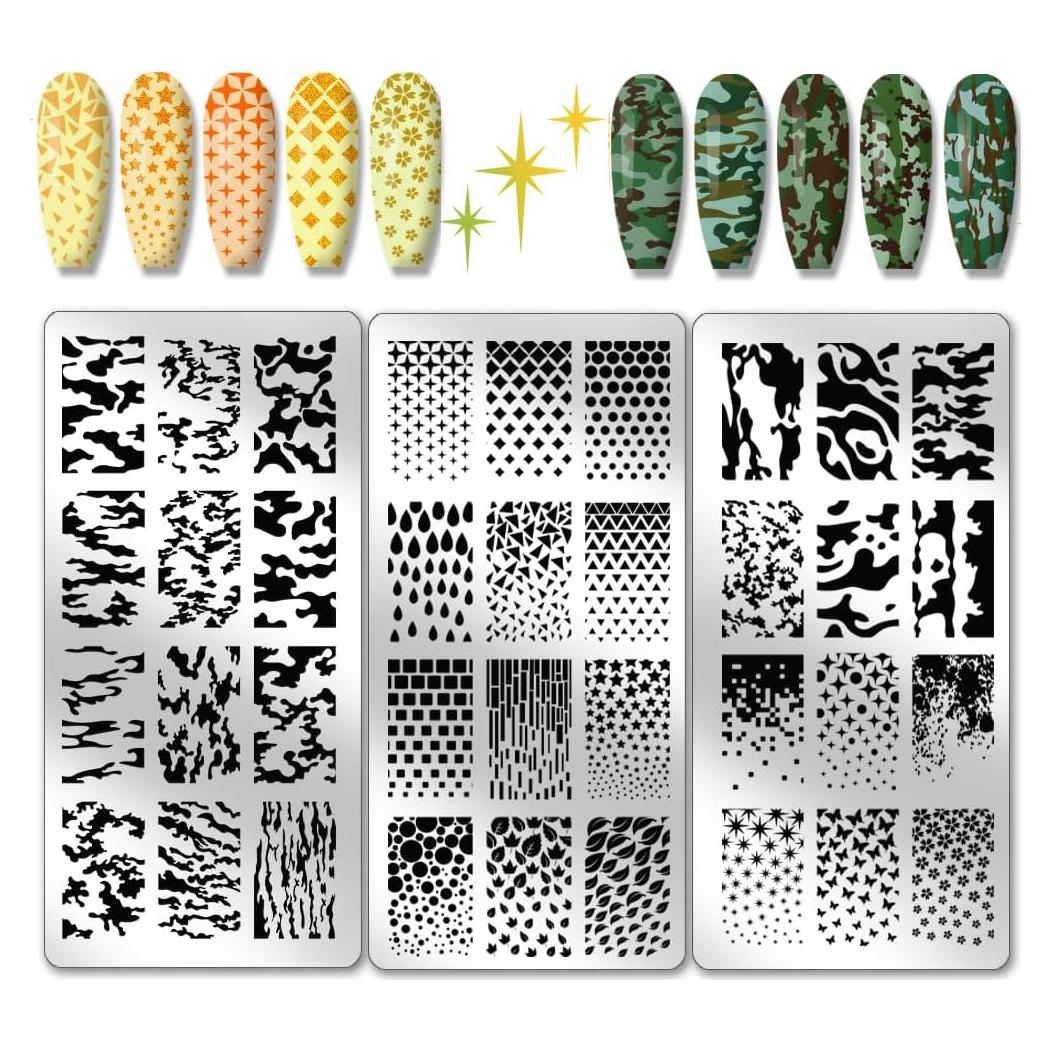 Placas de Estampado de Uñas PH PandaHall 3pcs Acero Inoxidable