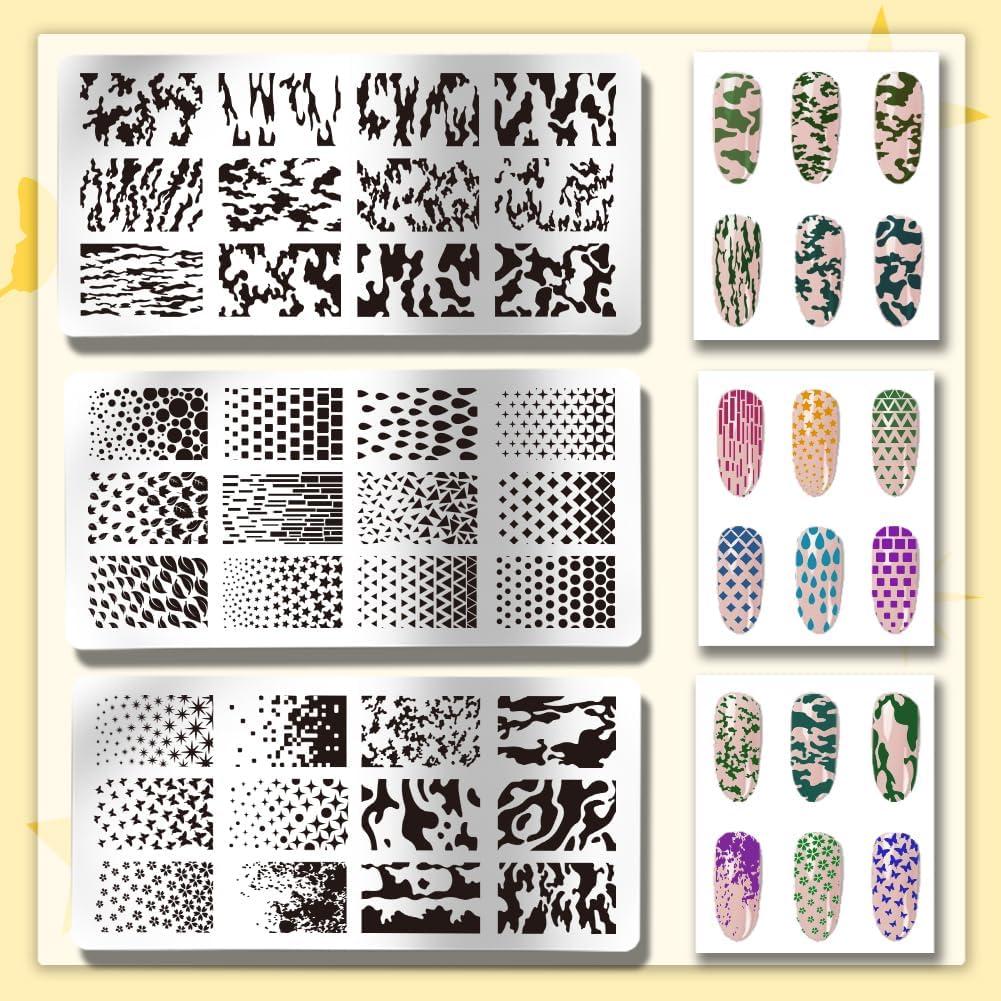 Placas de Estampado de Uñas PH PandaHall 3pcs Acero Inoxidable