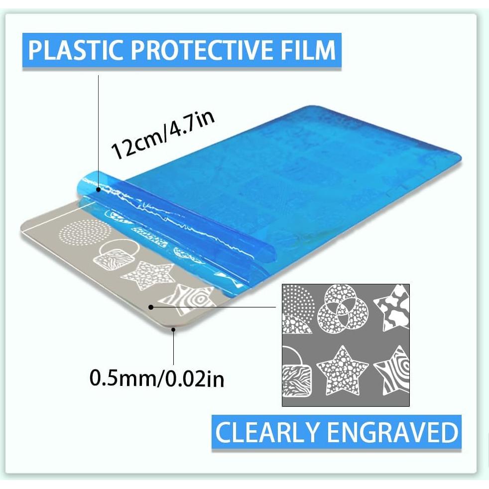 Set de 6 Placas de Estampado de Uñas PH PandaHall 12x6 cm