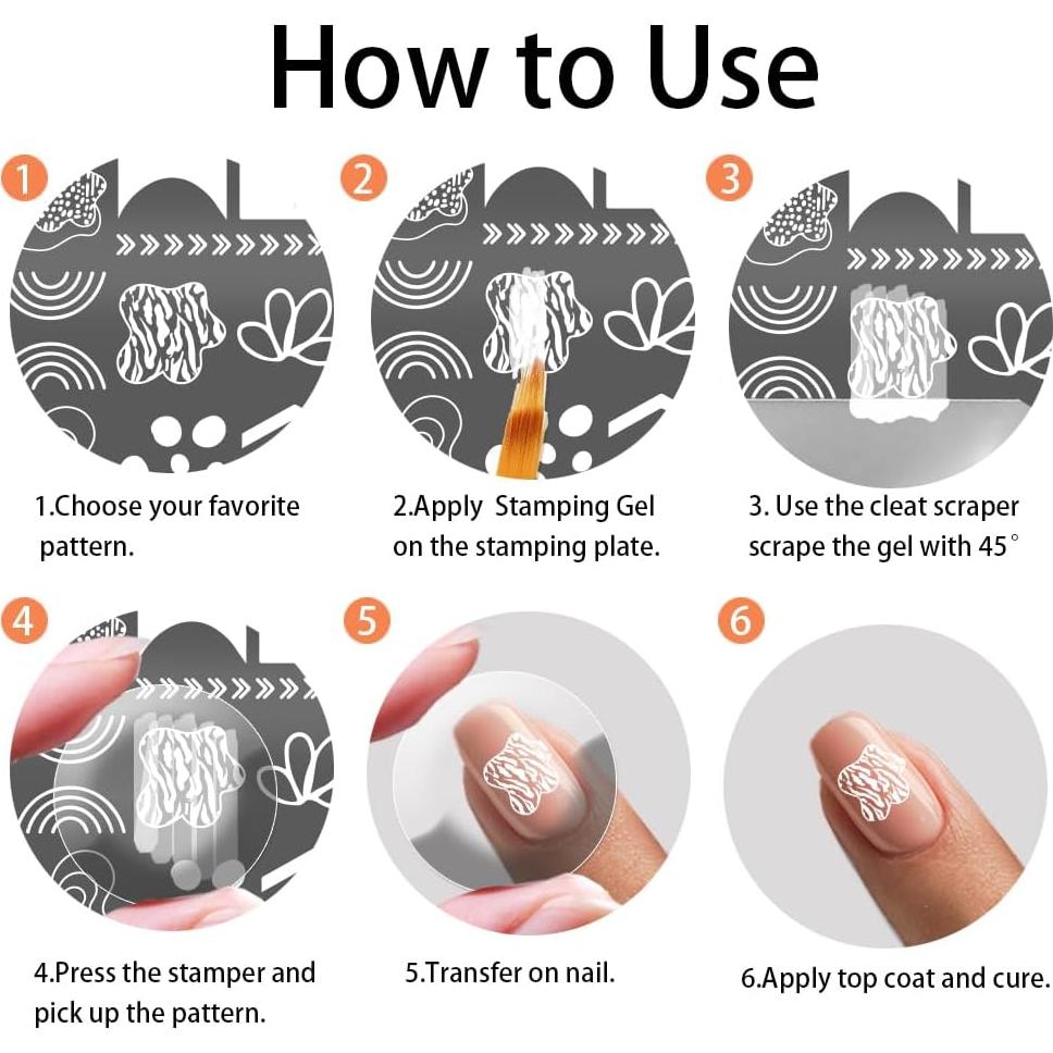 Set de 6 Placas de Estampado de Uñas PH PandaHall 12x6 cm