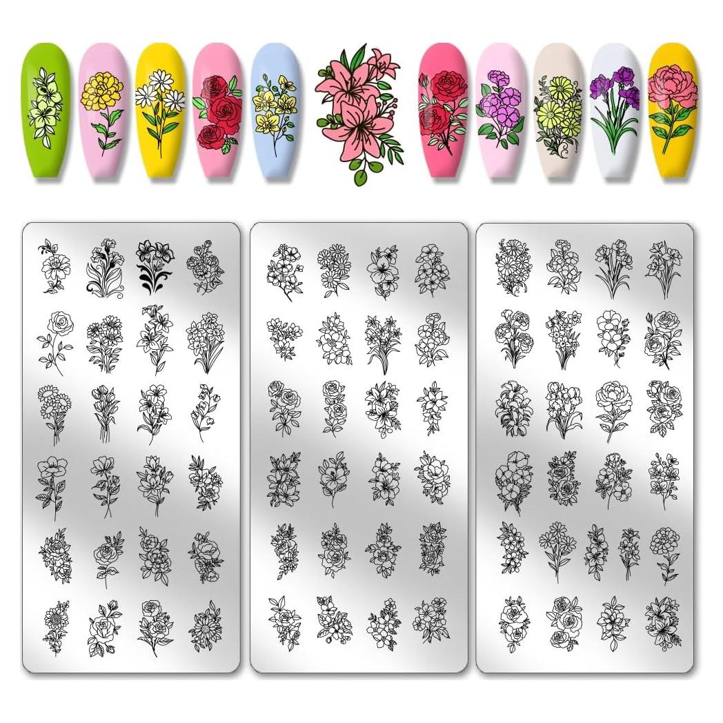 Placas de Estampado de Uñas PH PandaHall 3pcs 12x6 cm