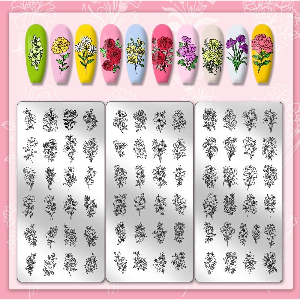 Placas de Estampado de Uñas PH PandaHall 3pcs 12x6 cm