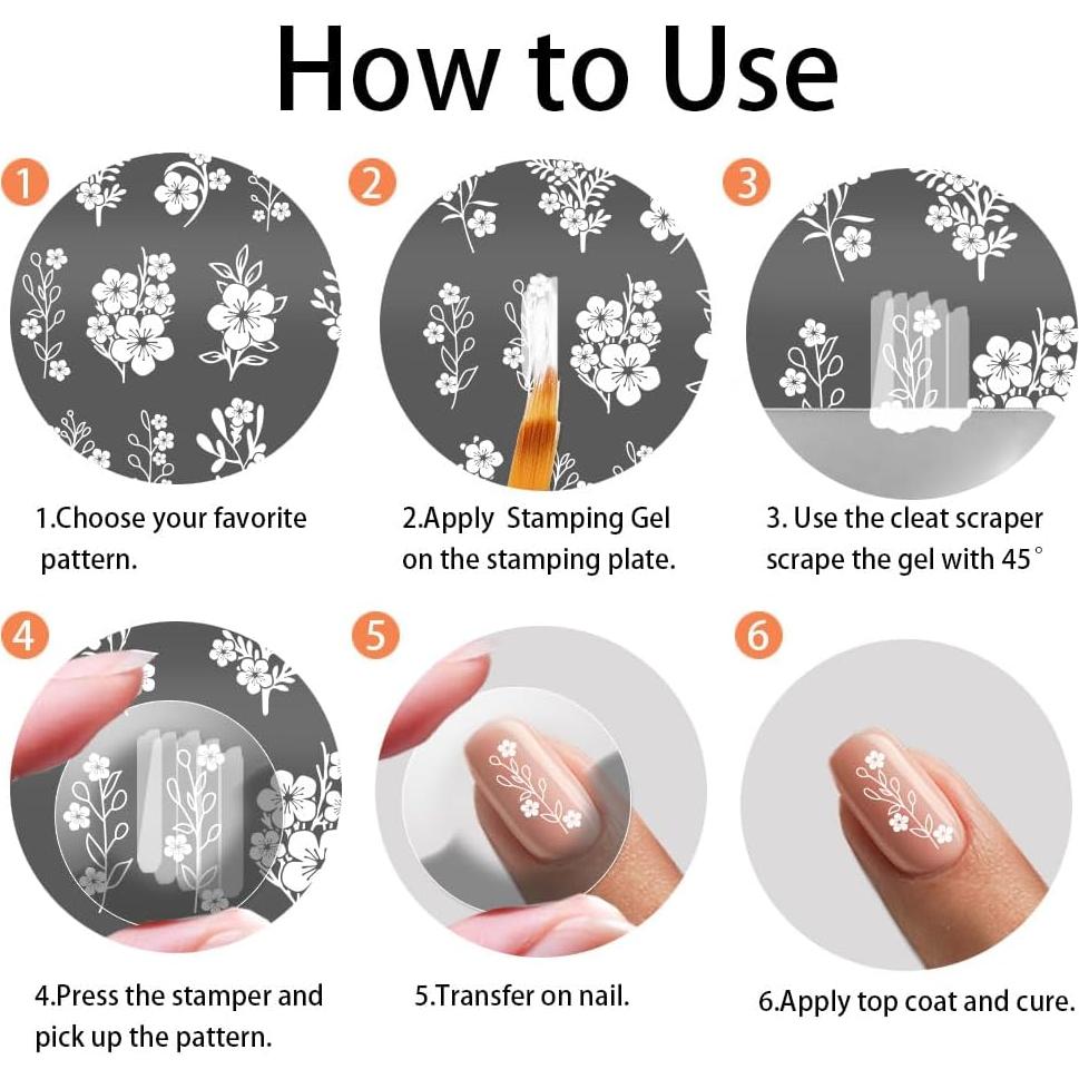 Kit de Placas de Estampado de Uñas PH PandaHall 3pcs Flores