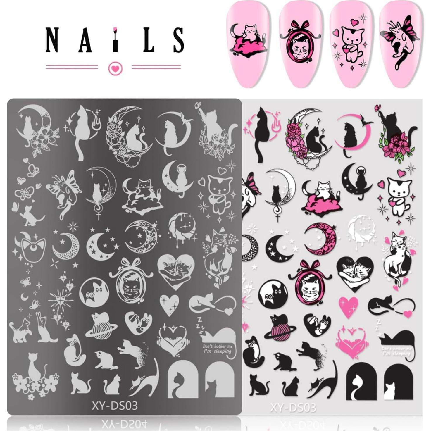 Juego de Placas de Estampado de Uñas Gótico WHHMW 4 Piezas