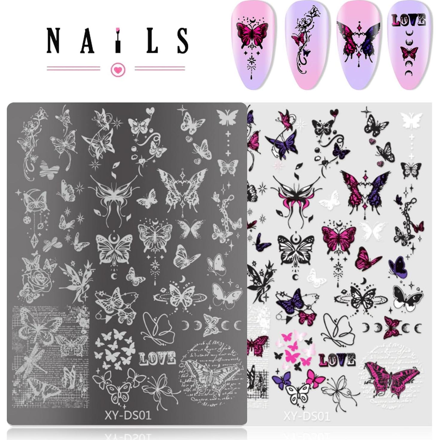 Juego de Placas de Estampado de Uñas Gótico WHHMW 4 Piezas