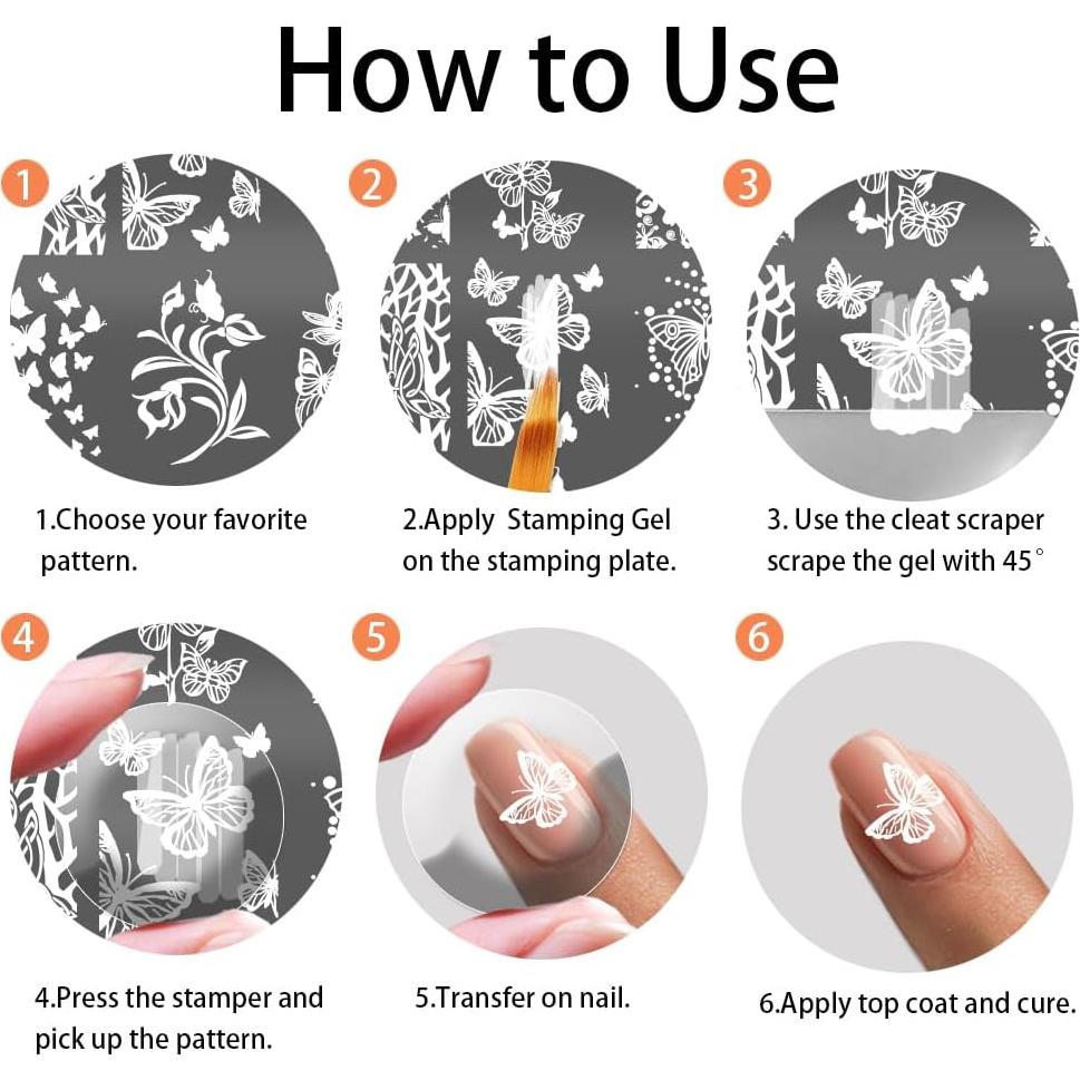 Plantillas de Estampado de Uñas PH PandaHall 3 Piezas Mariposas