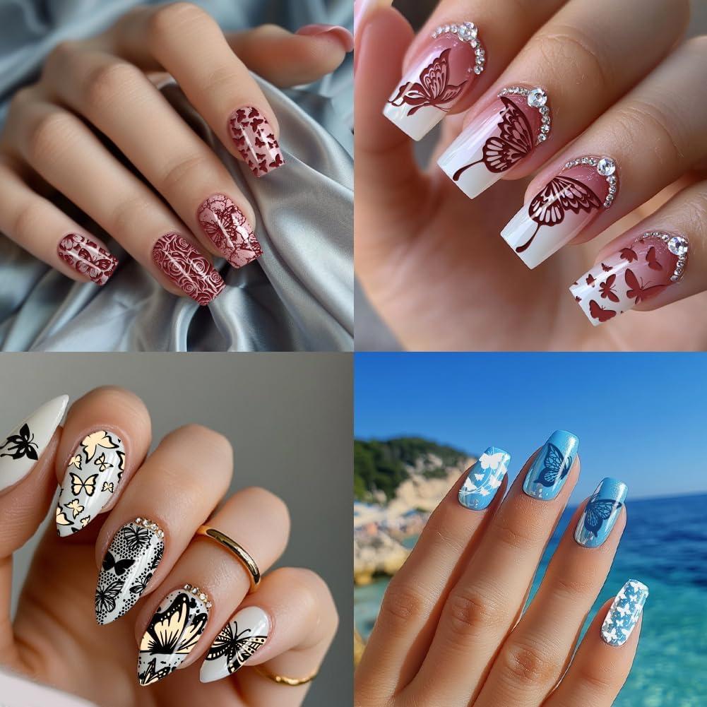 Plantillas de Estampado de Uñas PH PandaHall 3 Piezas Mariposas