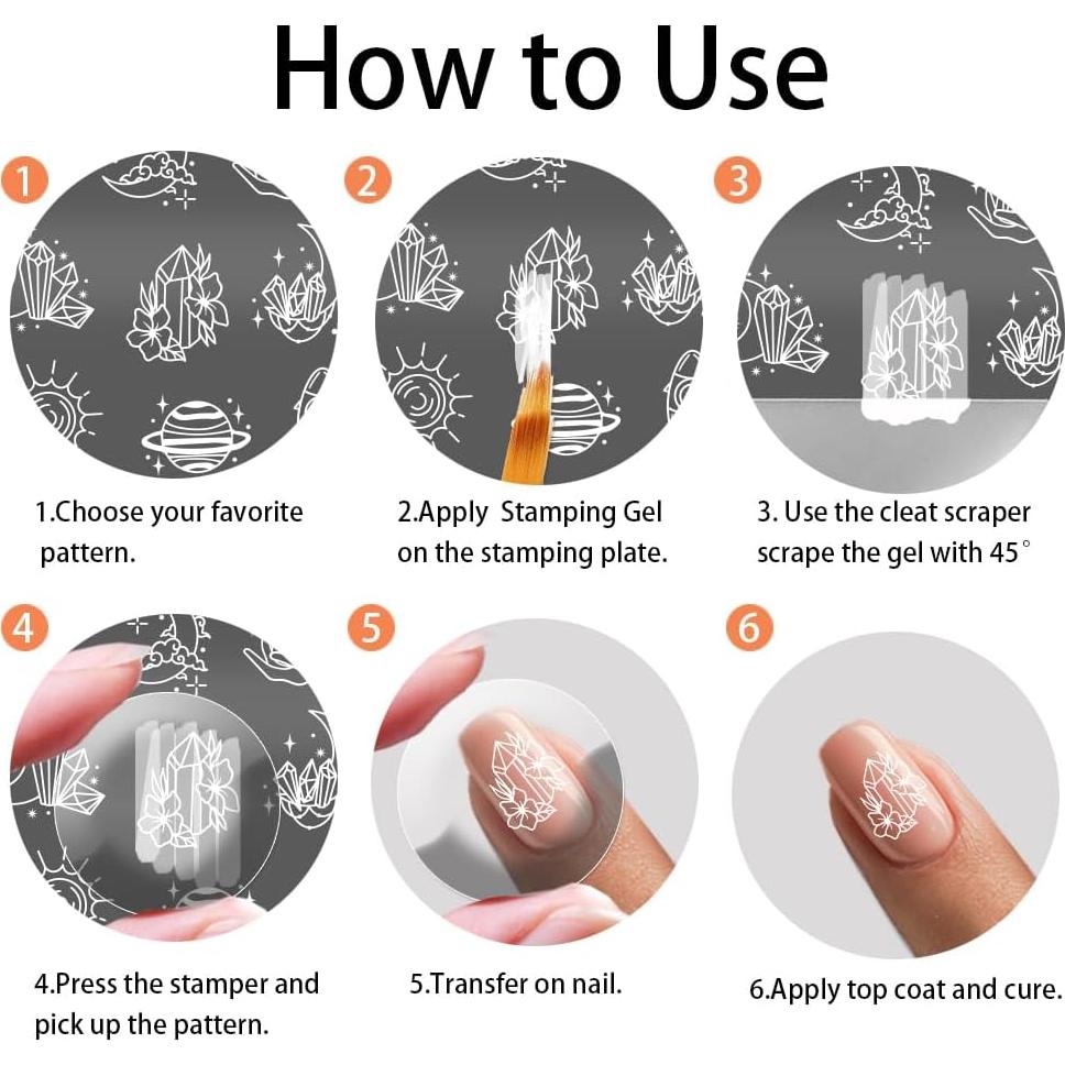 Plantillas de Arte de Uñas PH PandaHall 66 Patrones Espacial