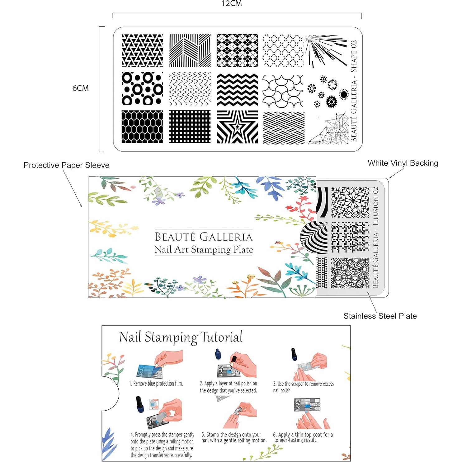 Conjunto de Estampado de Uñas Beaute Galleria - 5 Placas Premium