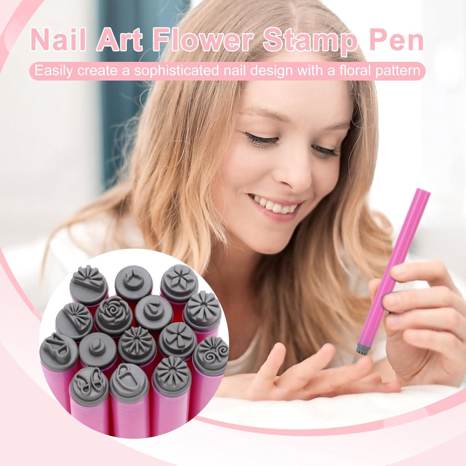 Juego de 15 Bolígrafos Estampadores de Uñas Tianwide