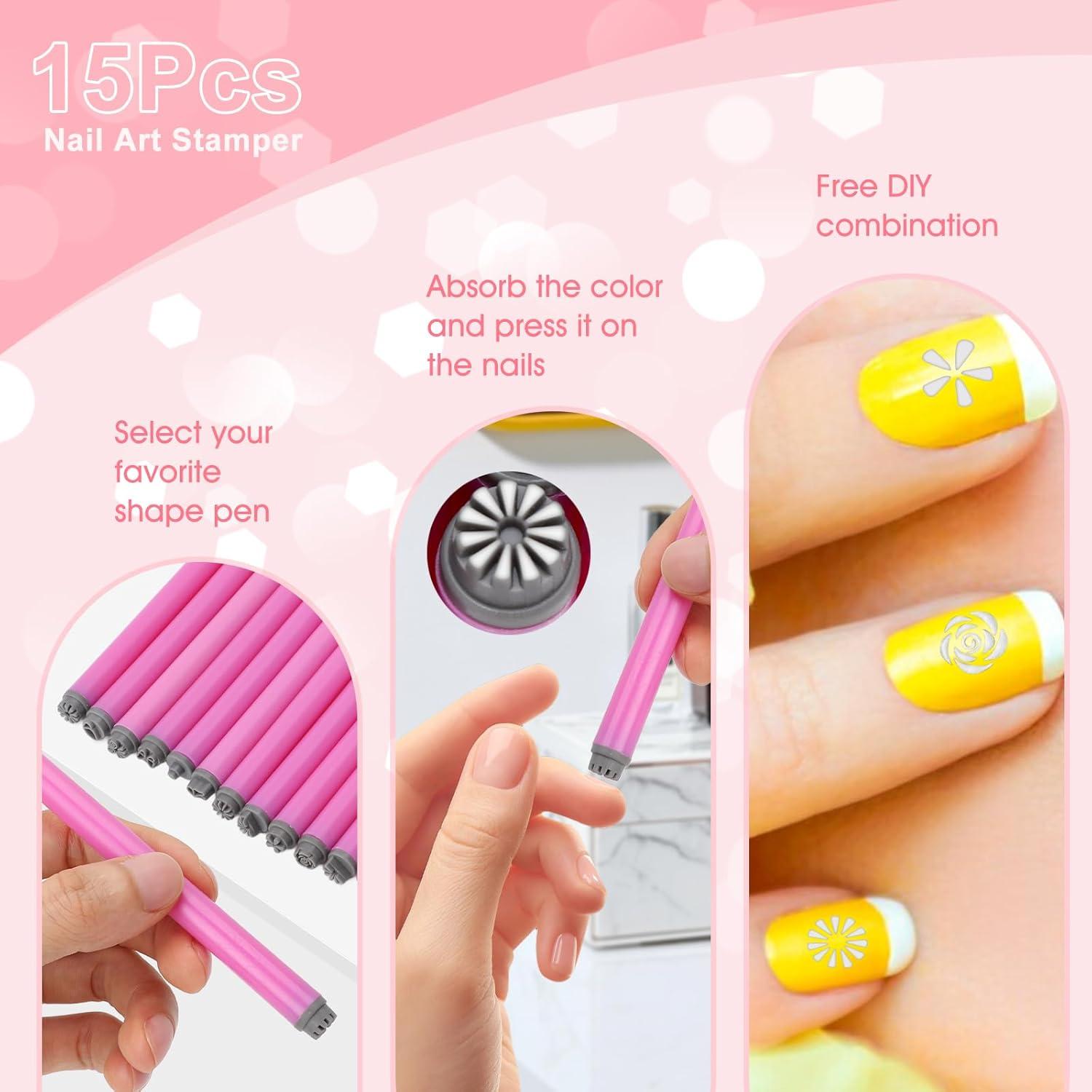 Juego de 15 Bolígrafos Estampadores de Uñas Tianwide