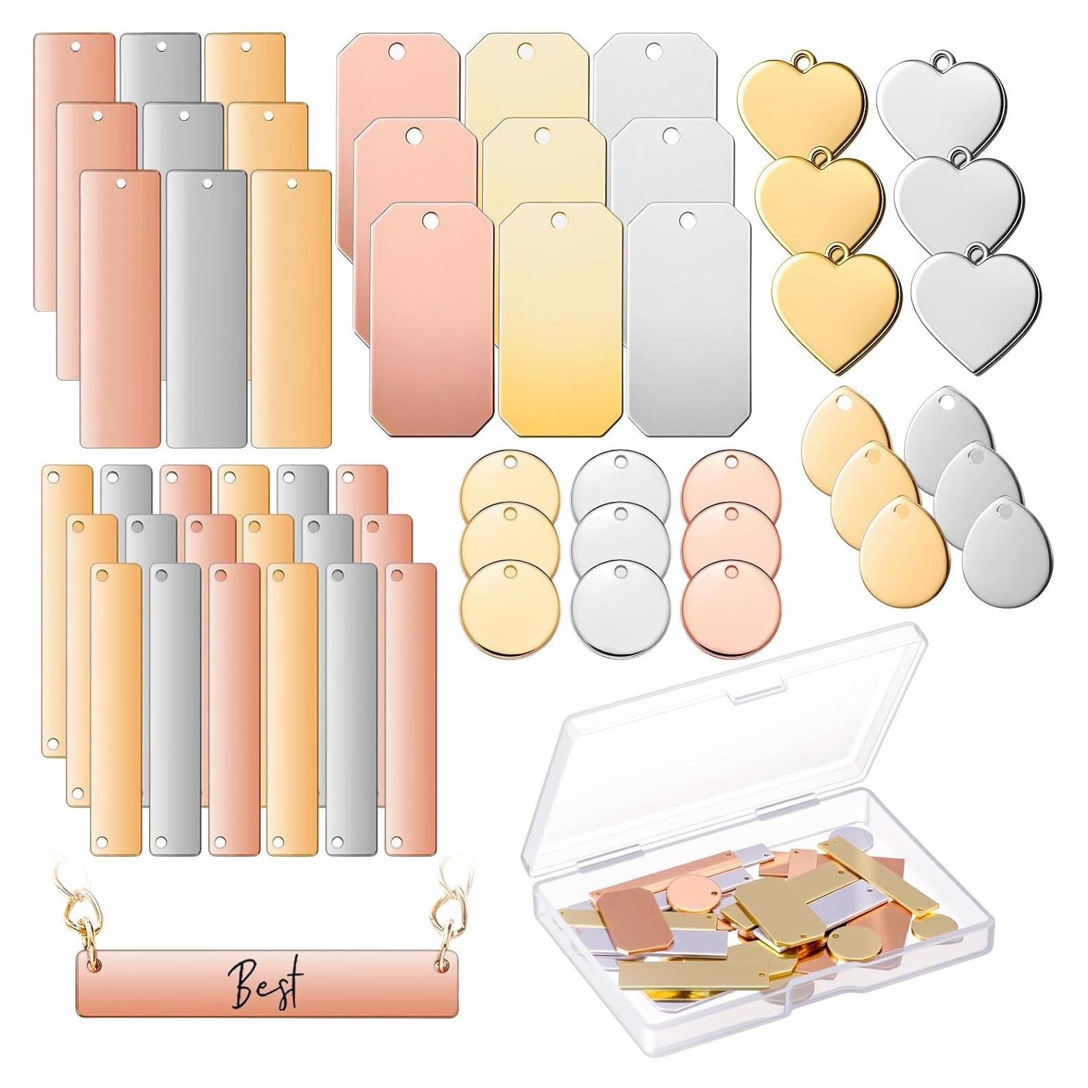 Hicarer 48 Etiquetas Metálicas en Blanco para Estampado DIY