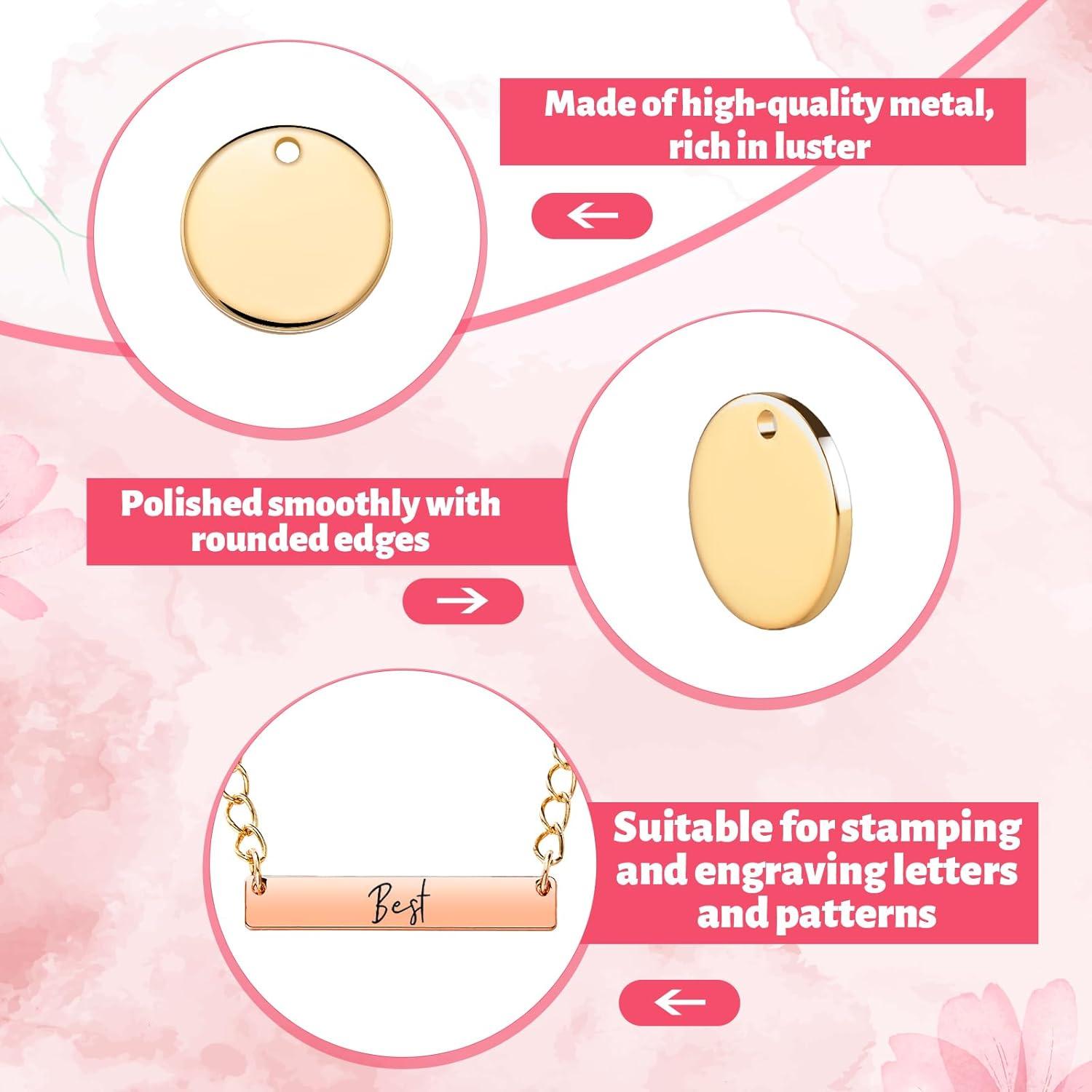 Hicarer 48 Etiquetas Metálicas en Blanco para Estampado DIY