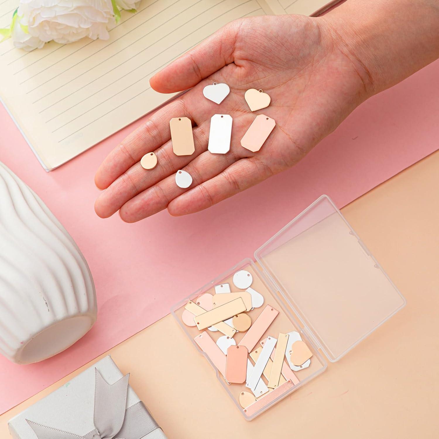 Hicarer 48 Etiquetas Metálicas en Blanco para Estampado DIY