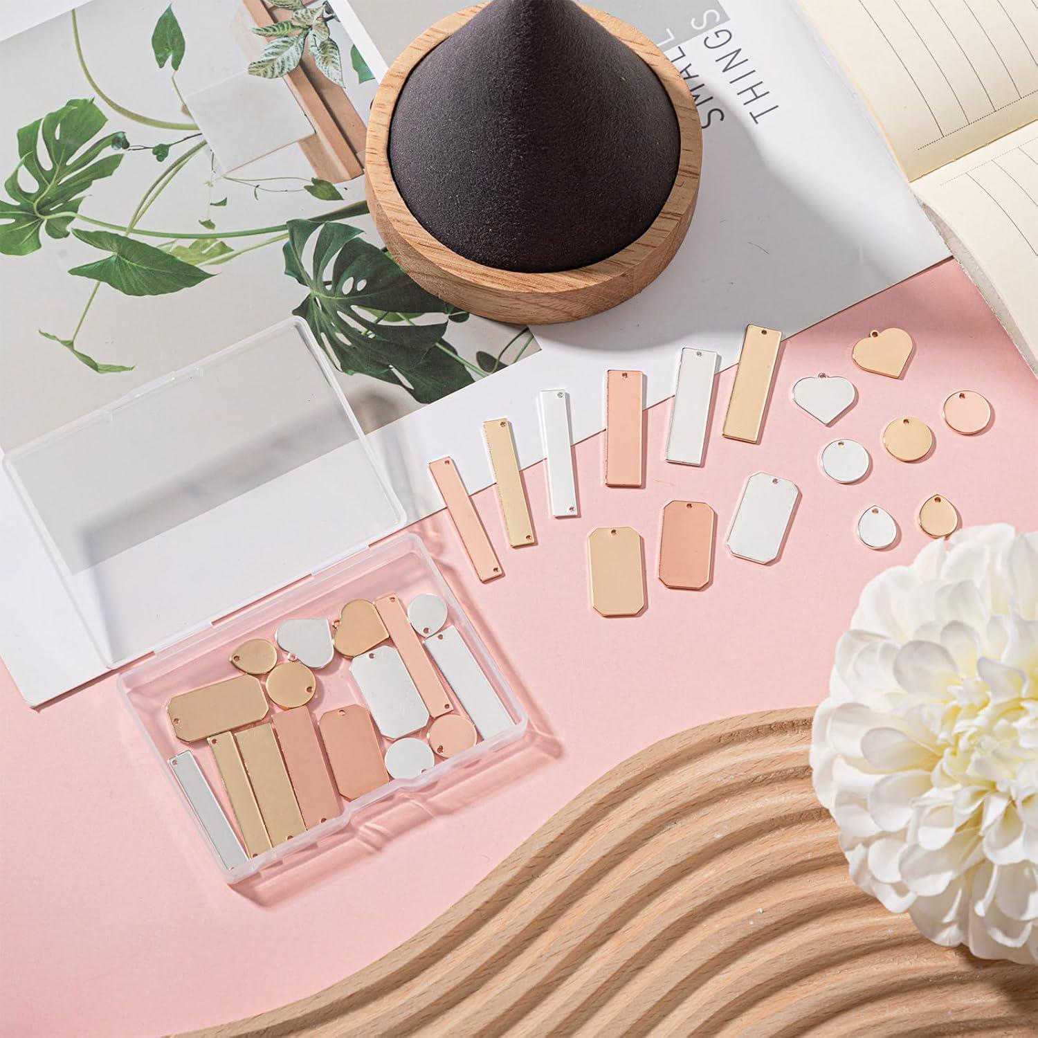 Hicarer 48 Etiquetas Metálicas en Blanco para Estampado DIY