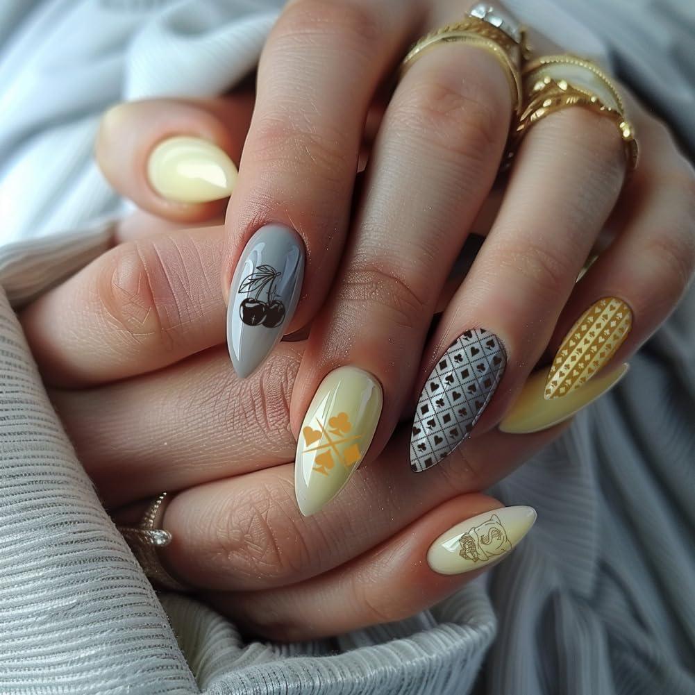 Placas de Estampado de Uñas PH PandaHall - 3 Piezas, Acero Inoxidable, Diseño Póker