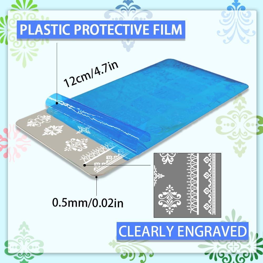 Plantillas de Estampado de Uñas Florales Francesas PH PandaHall - 3 Piezas