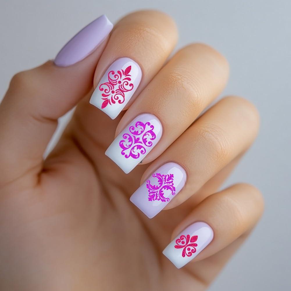 Plantillas de Estampado de Uñas Florales Francesas PH PandaHall - 3 Piezas