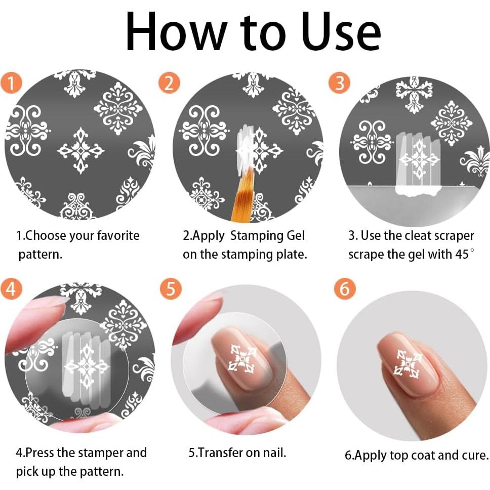 Plantillas de Estampado de Uñas Florales Francesas PH PandaHall - 3 Piezas