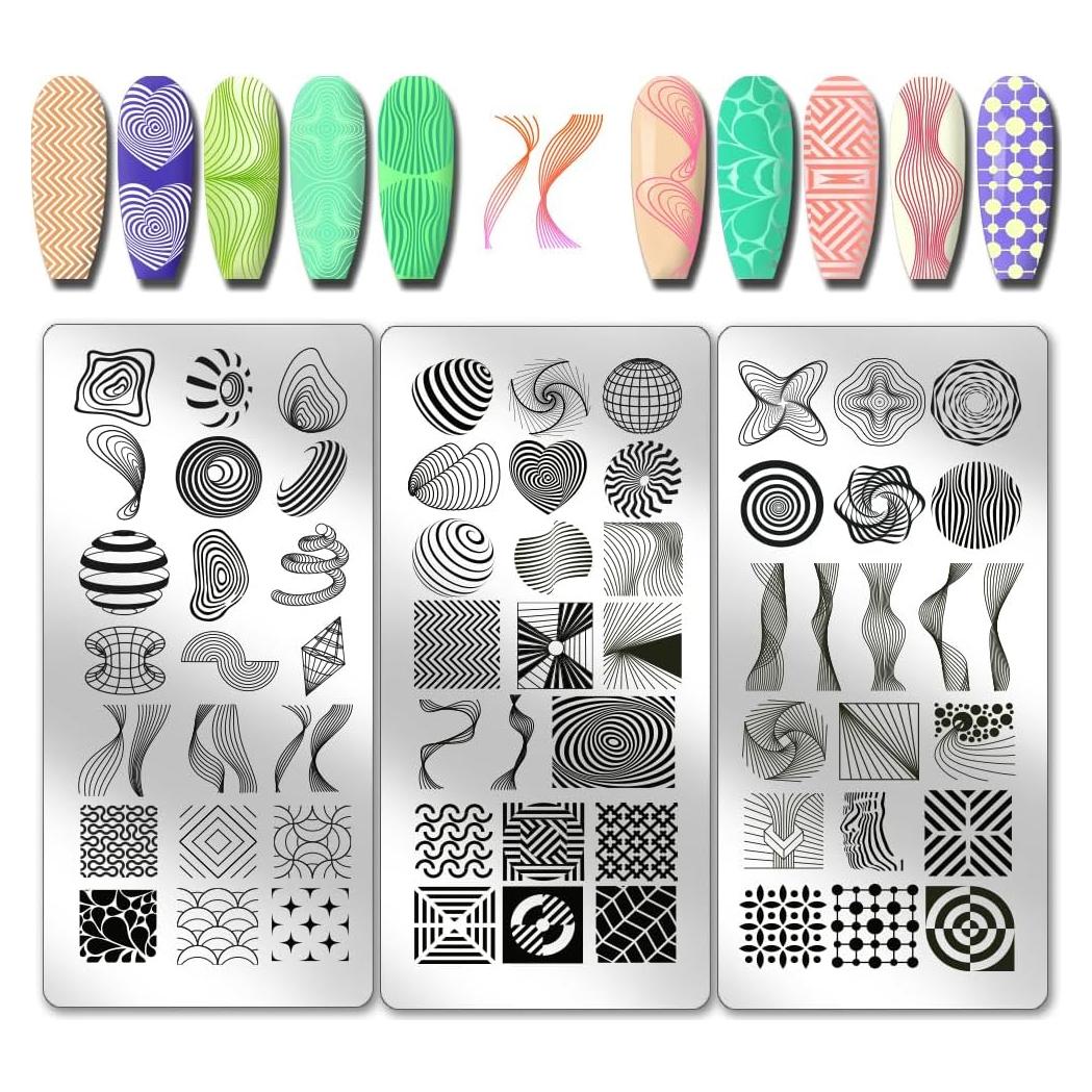 Plantillas de Estampado de Uñas 3D PH PandaHall 12x6 cm
