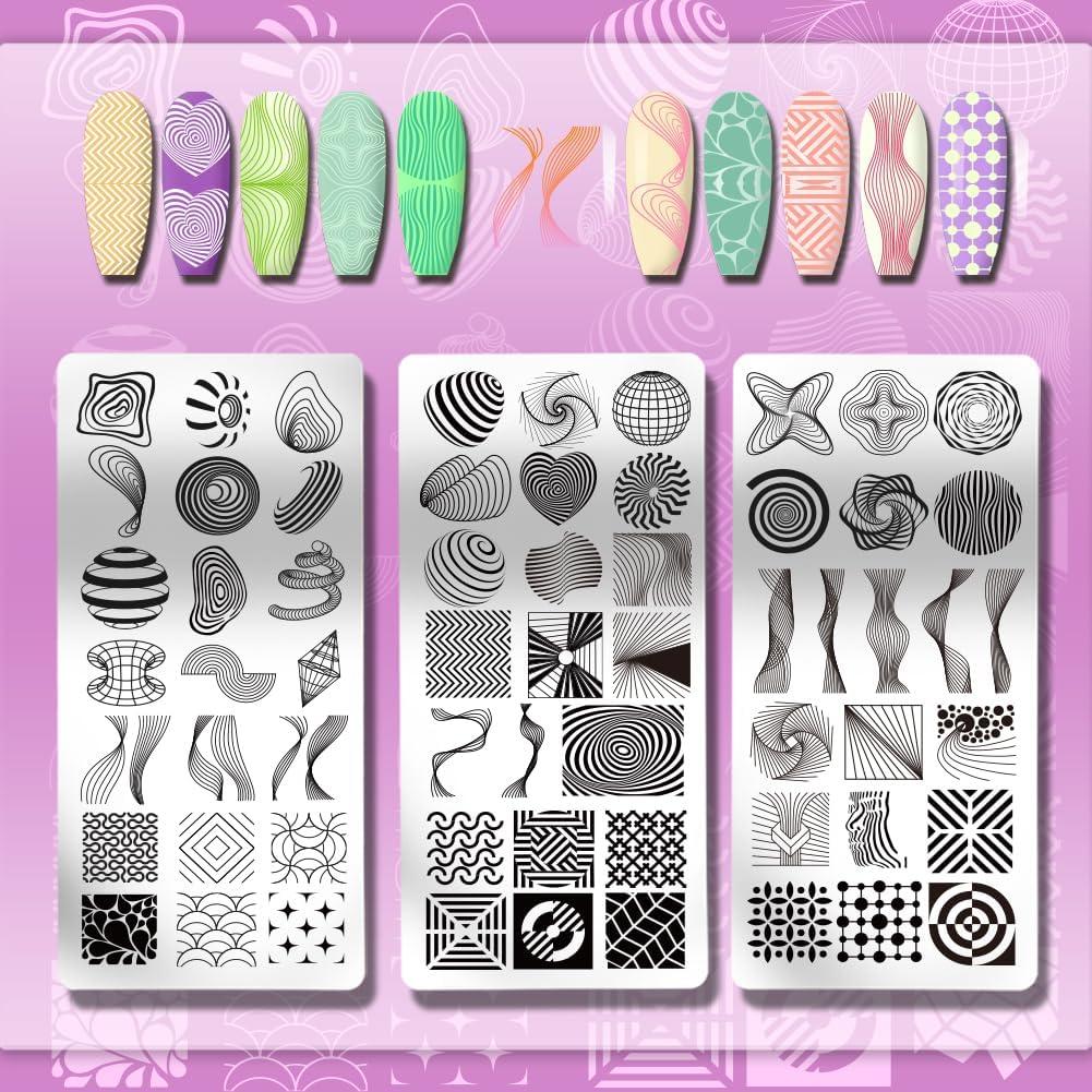 Plantillas de Estampado de Uñas 3D PH PandaHall 12x6 cm