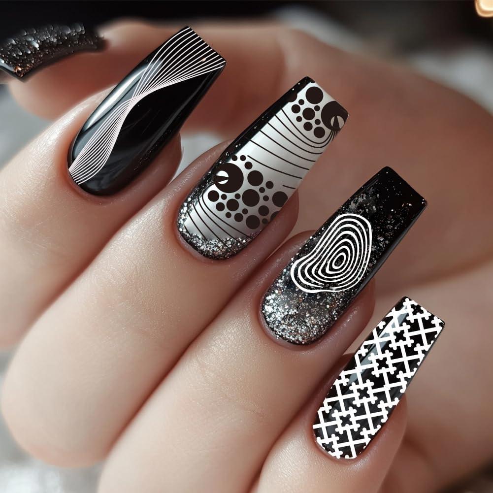 Plantillas de Estampado de Uñas 3D PH PandaHall 12x6 cm