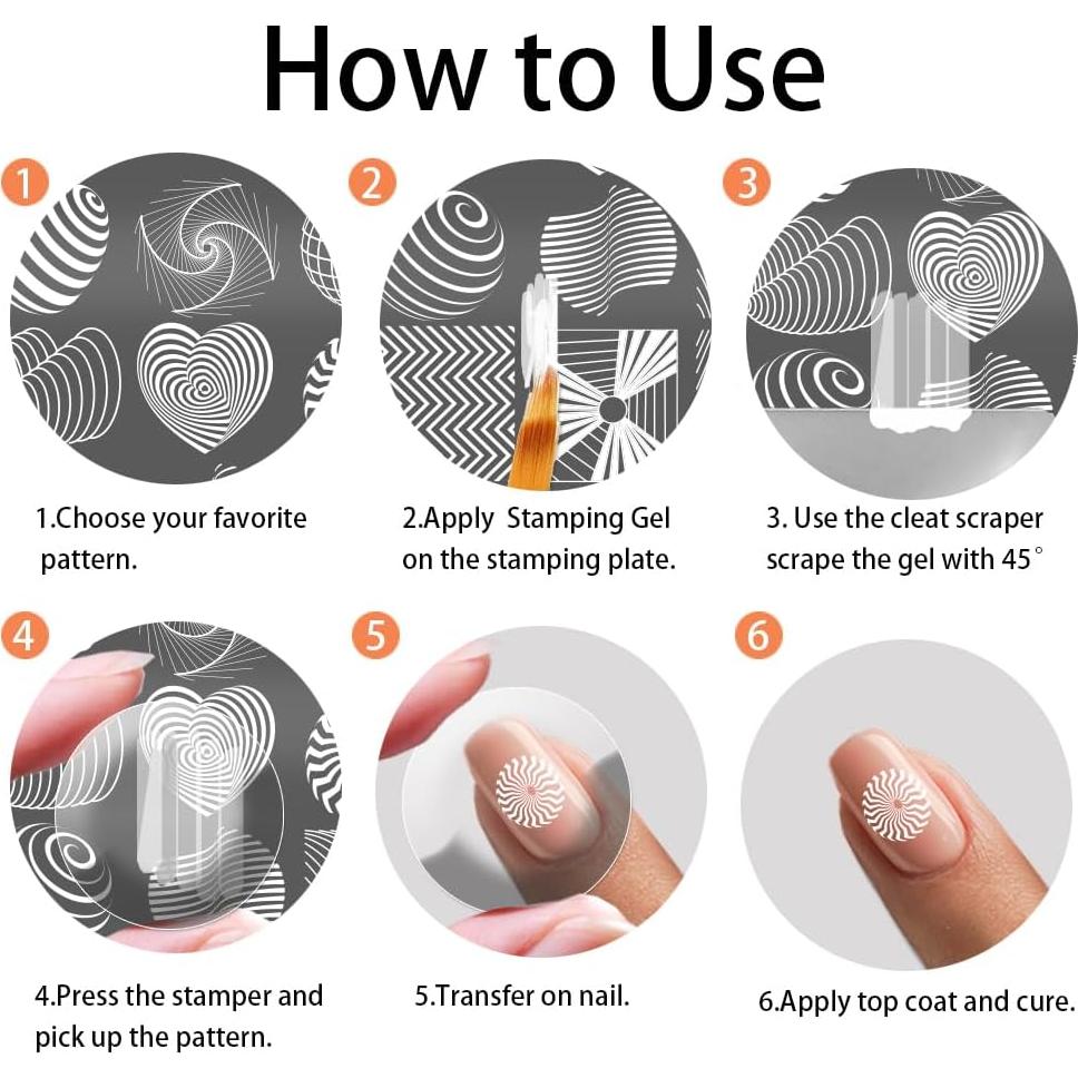 Plantillas de Estampado de Uñas 3D PH PandaHall 12x6 cm