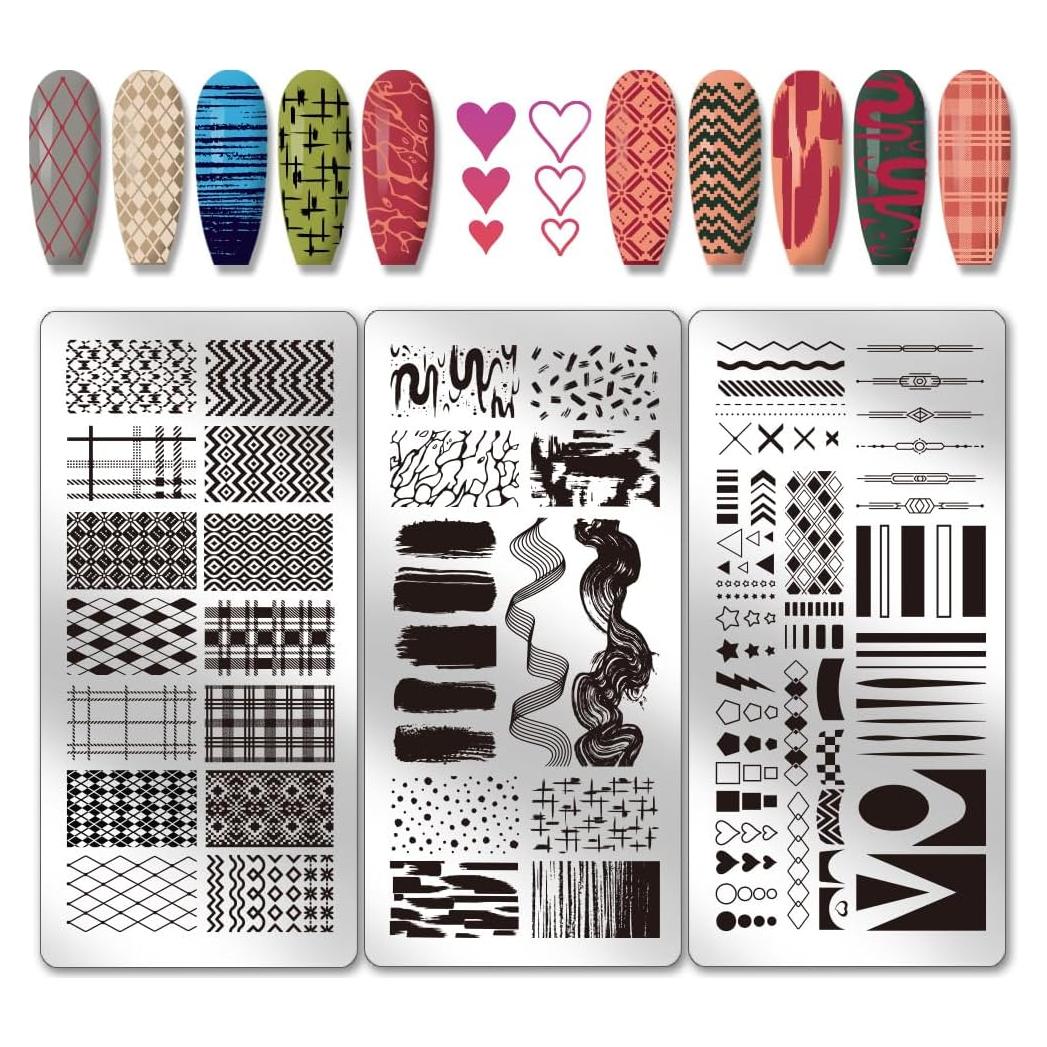 Placas de Estampado de Uñas PH PandaHall 3 Piezas 12x6 cm