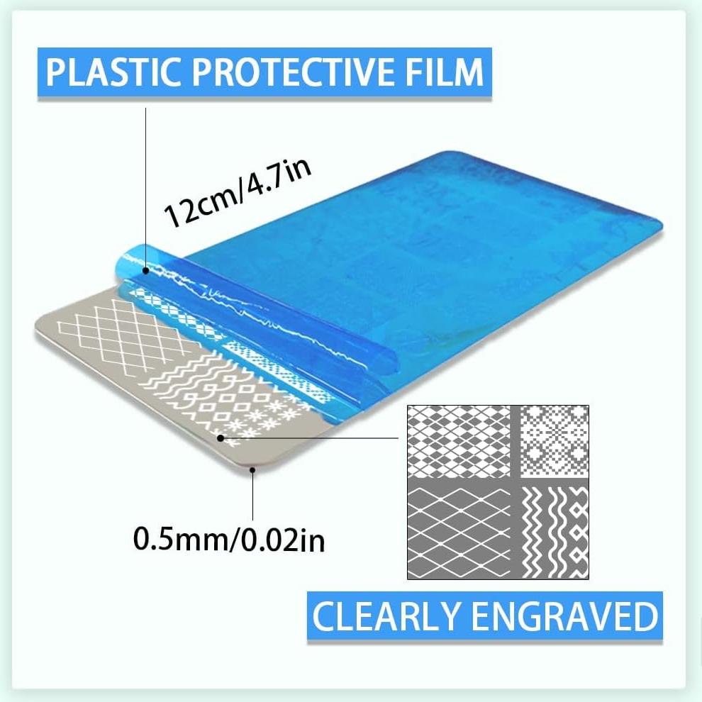 Placas de Estampado de Uñas PH PandaHall 3 Piezas 12x6 cm