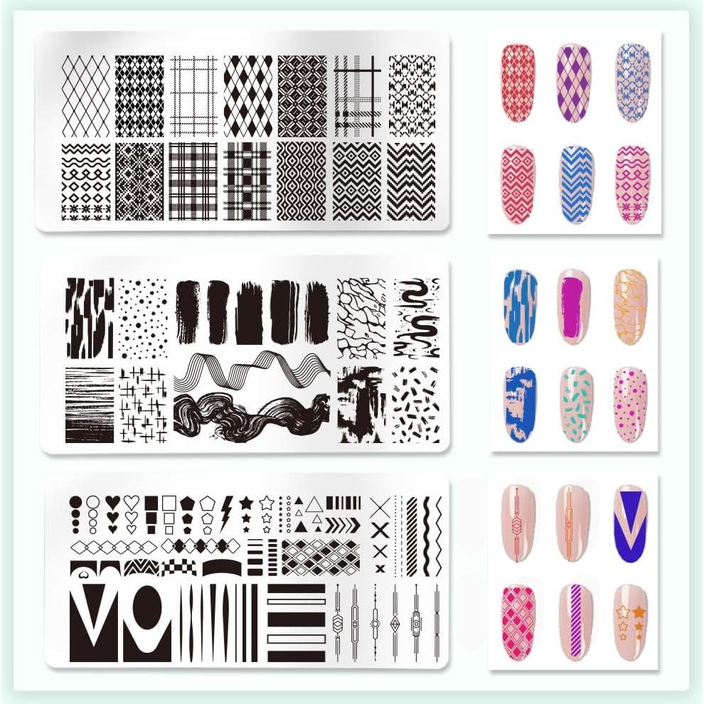 Placas de Estampado de Uñas PH PandaHall 3 Piezas 12x6 cm