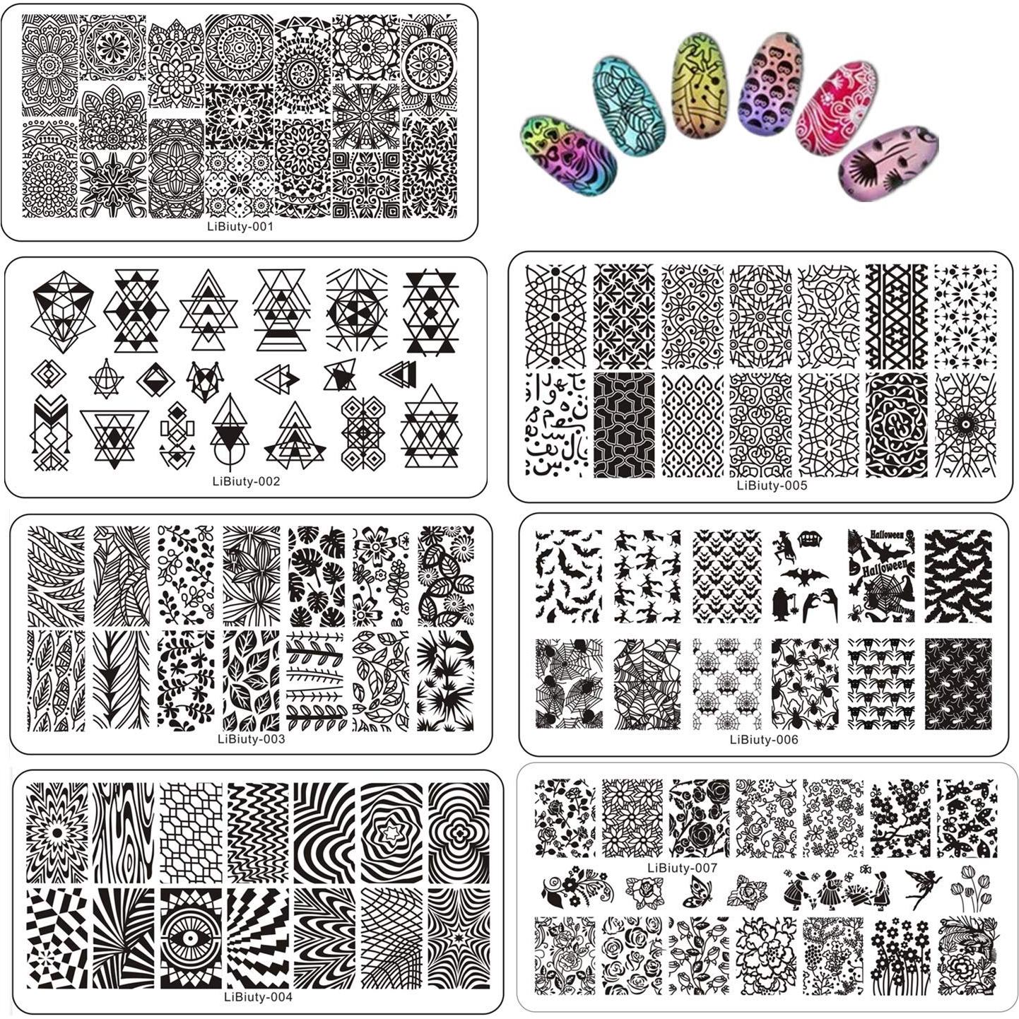 Conjunto de Estampado de Uñas 15 Placas + Estampador + Raspador