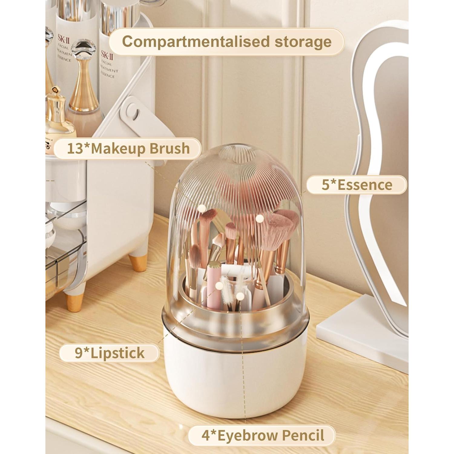 Soporte Organizador de Brochas de Maquillaje Anylady Blanco 360°