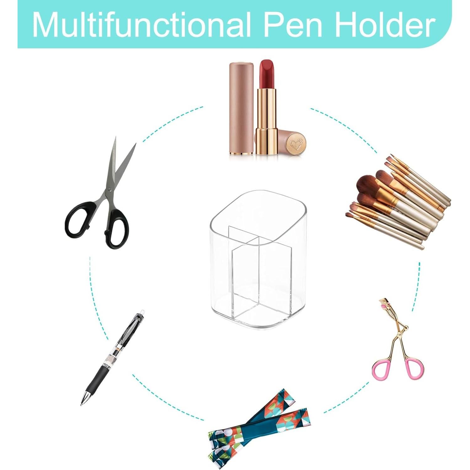 Soporte para lápices y bolígrafos Newkita acrílico transparente 3 ranuras