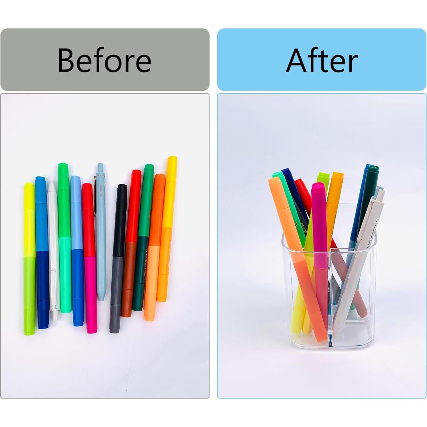 Soporte para lápices y bolígrafos Newkita acrílico transparente 3 ranuras