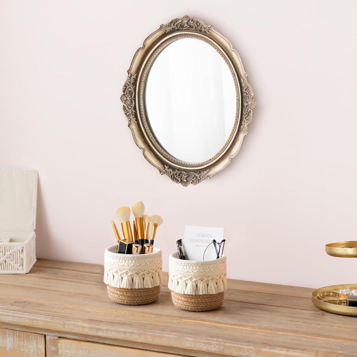 Organizador de Brochas de Maquillaje Mkono - Juego de 2 Cestas Boho 10x10cm