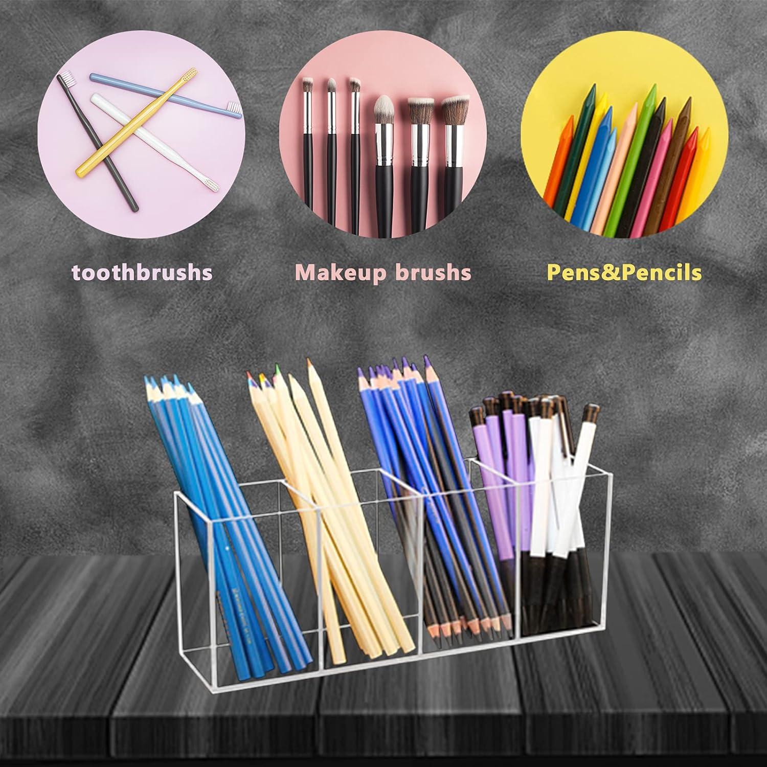 Soporte organizador de bolígrafos acrílico QPEY 4 compartimentos