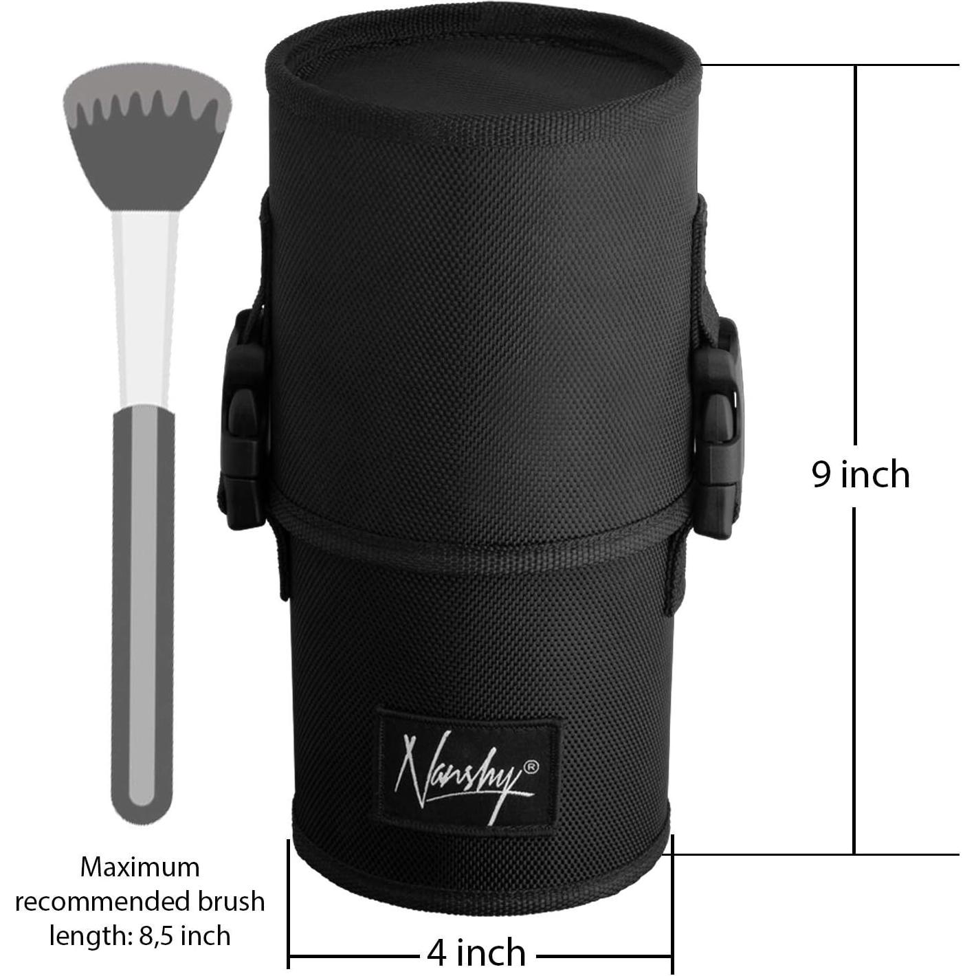 Soporte de Brochas de Maquillaje Nanshy Grande 2 en 1 - Negro