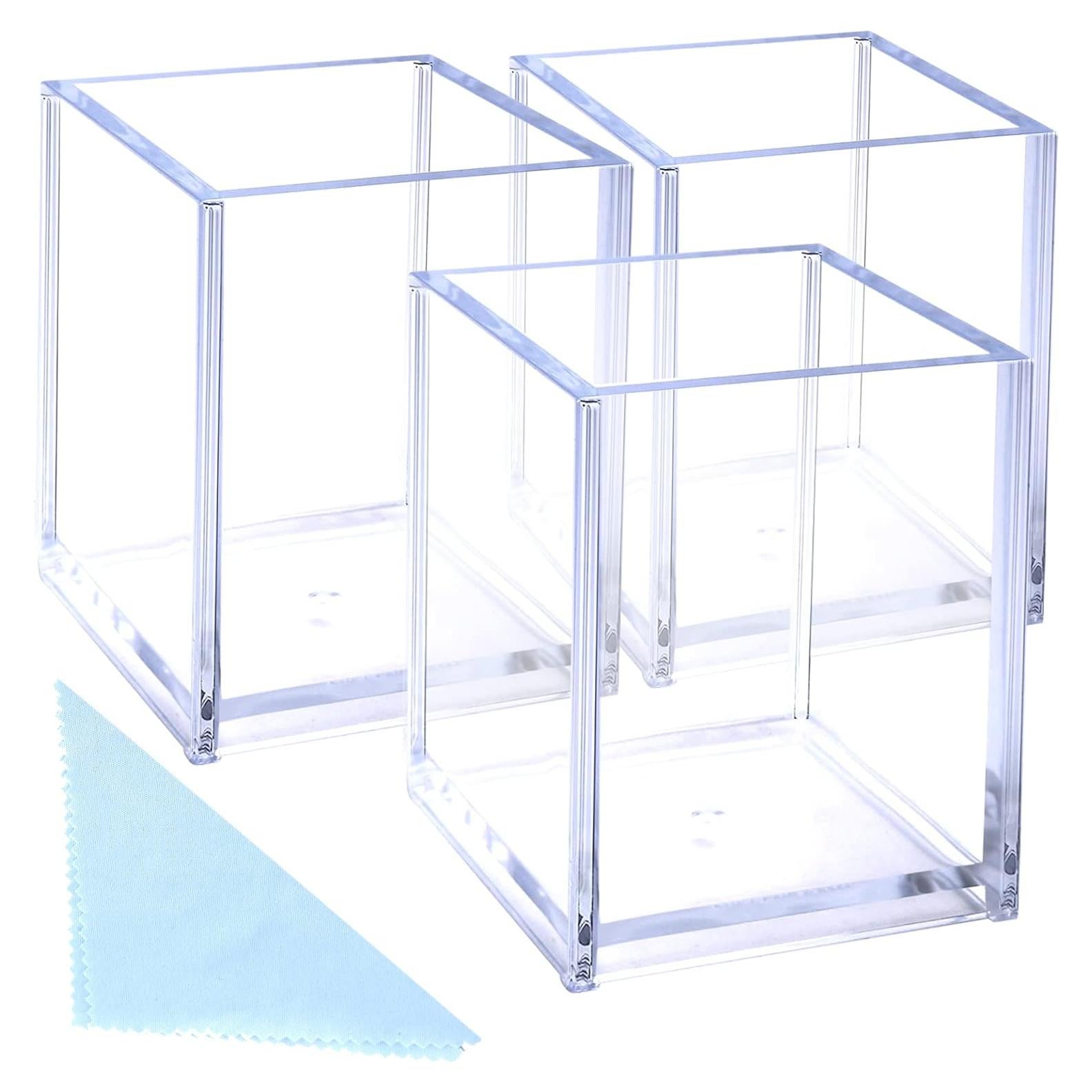 Soporte de bolígrafos acrílico Ouskr 3 piezas transparente