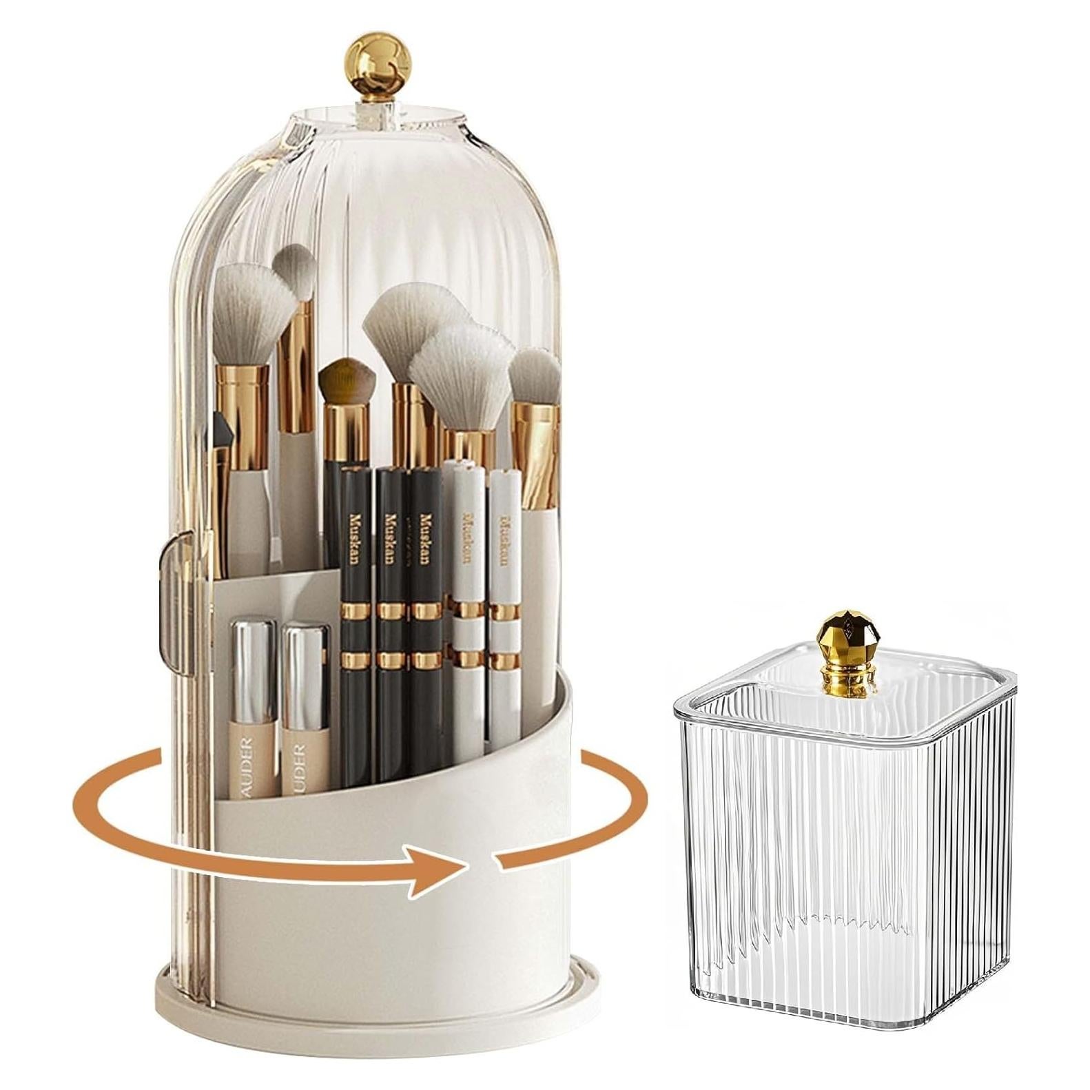 Soporte Organizador de Brochas de Maquillaje Demarzily Blanco 360°