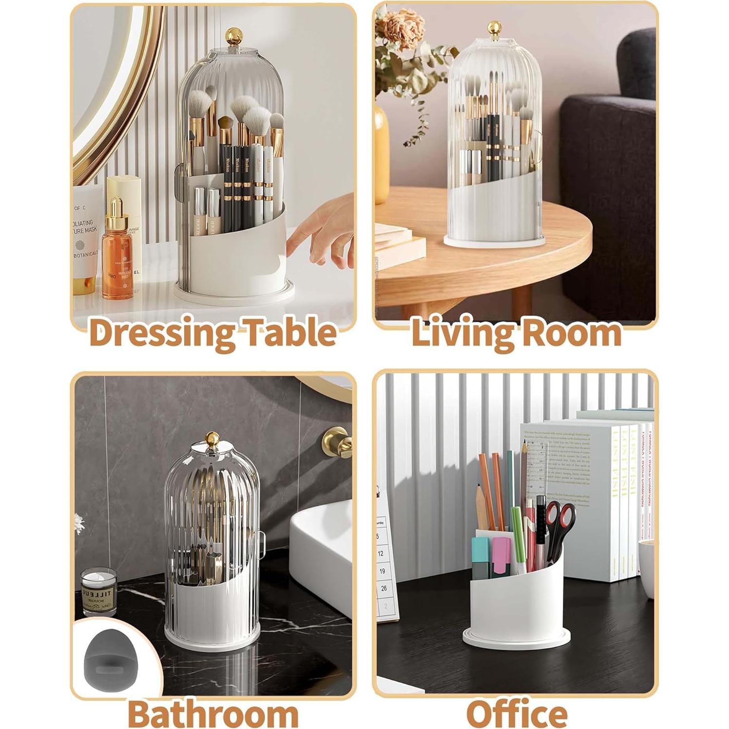 Soporte Organizador de Brochas de Maquillaje Demarzily Blanco 360°