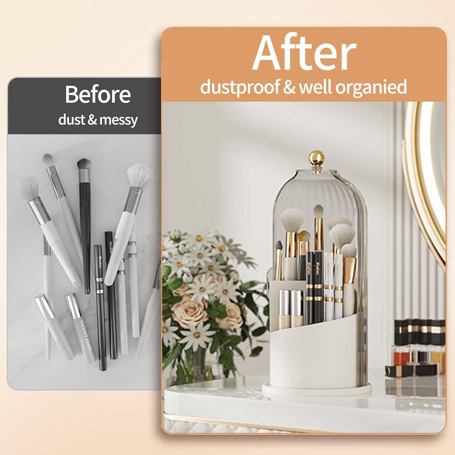 Soporte Organizador de Brochas de Maquillaje Demarzily Blanco 360°