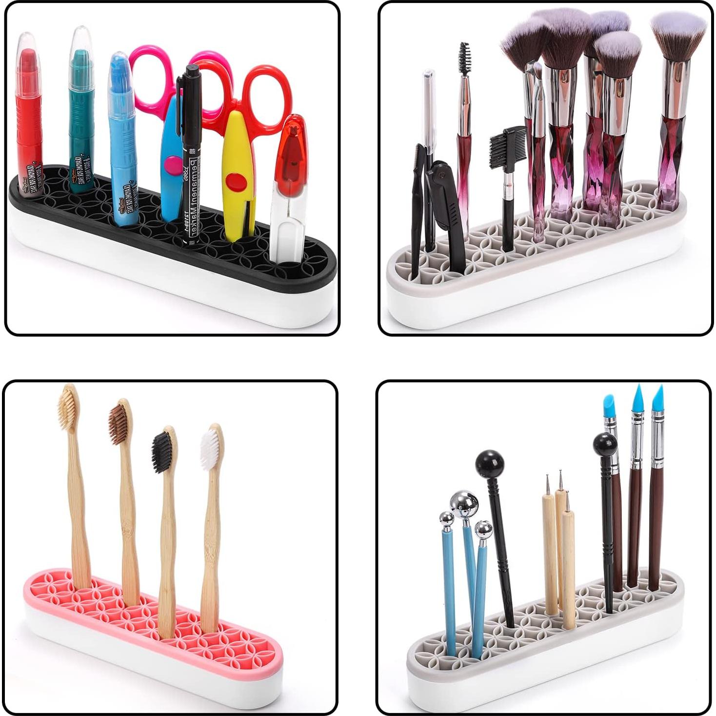 Soporte de Brochas de Maquillaje Elsjoy 3 Piezas Silicona