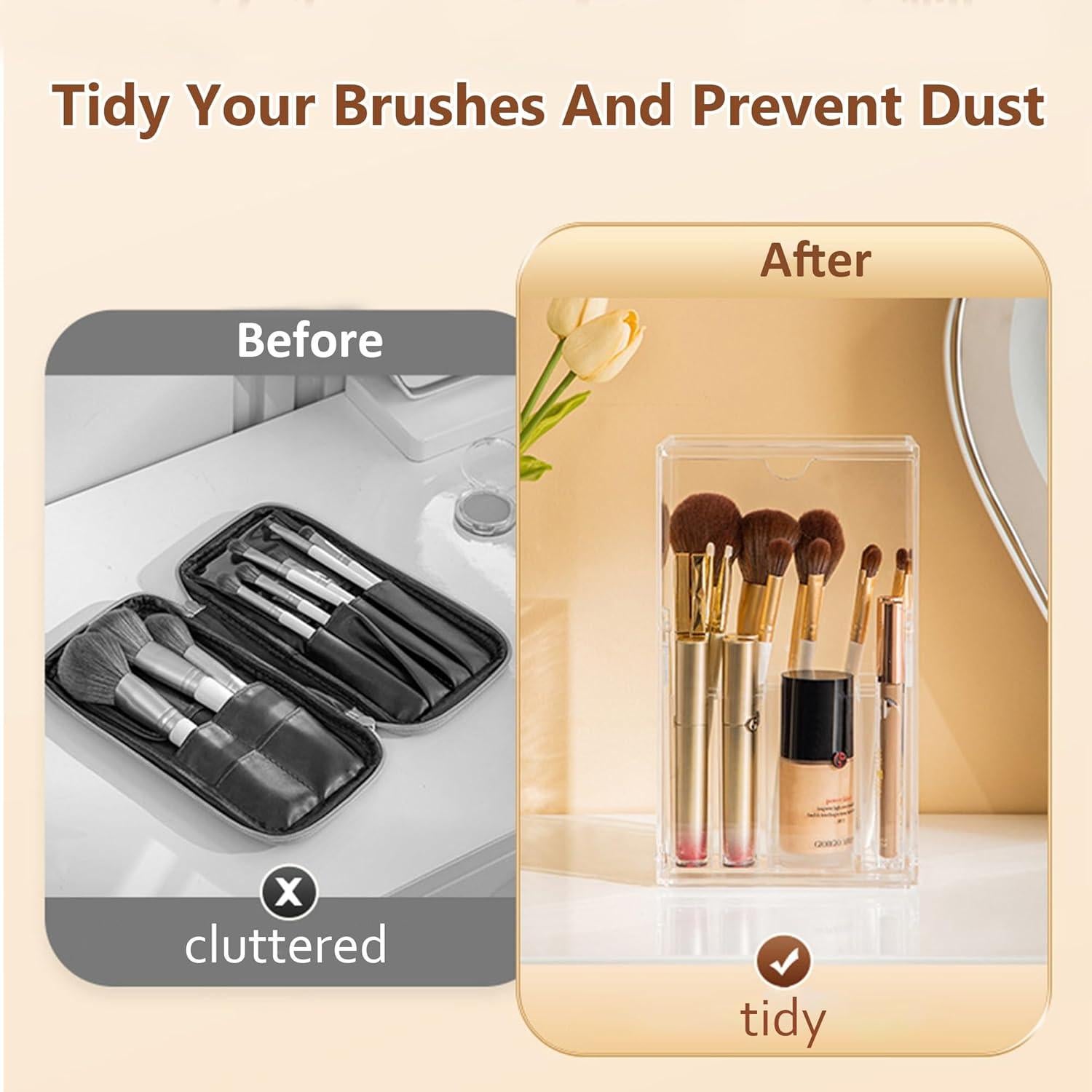 Soporte para Brochas de Maquillaje Meifannao Acrílico 17 Ranuras