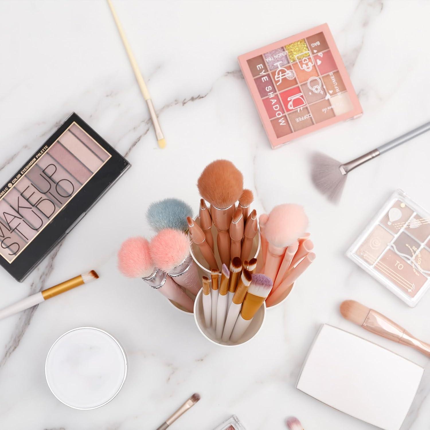 Organizador de Brochas de Maquillaje Yesesion Blanco 4 Compartimentos